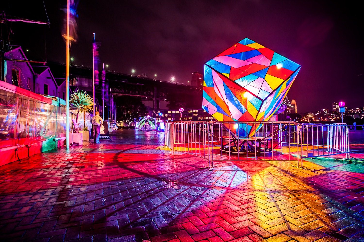 Multi coloured cube as part of Vivid Sydney
