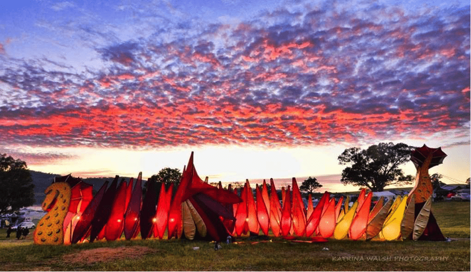 Amazing dragon installation at sunset